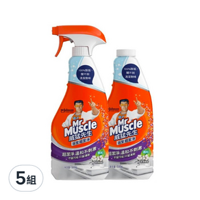 Mr Muscle 威猛先生 浴室全效清潔劑 超潔淨 噴槍瓶 500g*1+補充瓶 500g*1, 1kg, 5組