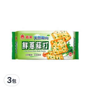 義美 天然取向 蘇打餅乾 鮮蔥, 140g, 3包