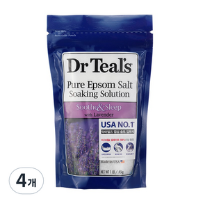 Dr.Tills Pure Epsom Salt Soaking Solution Sood and Sleep with Lavender, 450g, 4包