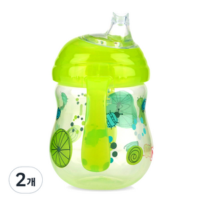 Nuby Click It 可愛吸嘴杯 270ml, 綠色, 2個