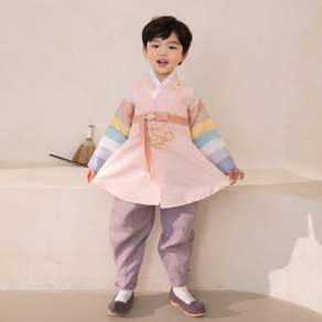 Agahanbok 男童款桃紅色韓服組