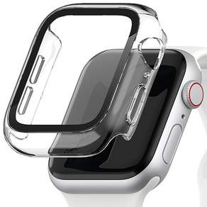 SINJIMORU Apple Watch 9H一體式滿版螢幕保護錶框, 透明