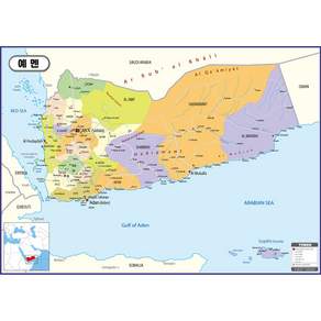 Map.Come 也門行政地圖塗小 110 x 78cm, 1個