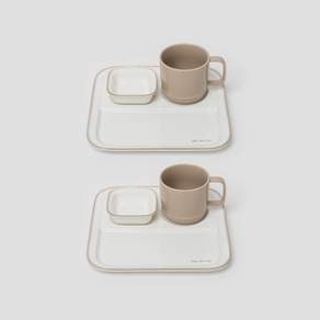 ssueim RunDay早午餐陶瓷餐具組, 點心盤 2p + 馬克杯 2p + 點心球 2p, 暖灰色