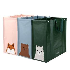 Dailylike 動物印花多用途防水收納袋 3入, 藍色+綠色+粉色, 1組