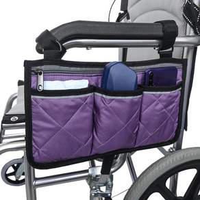 輪椅多用途收納側多口袋, 01紫, 1個
