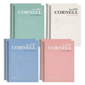 PINKFOOT 線圈康乃爾筆記本組 8本, 薄荷綠色+象牙白色+藍色+粉紅色, 2組