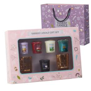 YANKee CANDLe Botive 5種+蜂蜜杯架 2入禮盒+購物袋, 混色, 黑櫻桃、無塵棉、檸檬薰衣草、巴哈馬微風、仲夏夜