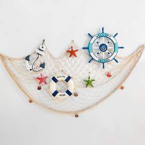 Einstore地中海海洋風格網牆裝飾+貝殼裝飾套組LVDD.62, 象牙