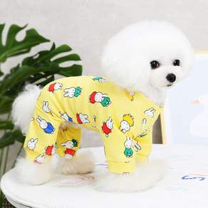 DING DONG PET 犬用彩色兔子印花連身衣, 黃色