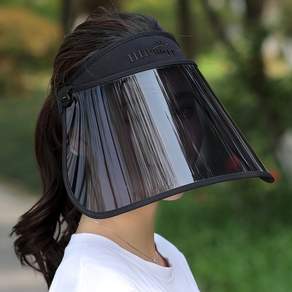 ABIC UV防紫外線透明登山面罩遮陽帽, 黑色