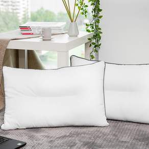 Tamsaa 飯店專用高級羽絨枕頭, 灰邊+白色, 2個