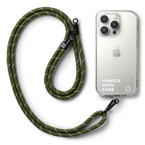 Ringke 手機掛繩墊片+手機掛繩, 透明（墊片）、卡其色+白色（掛繩）, 1個
