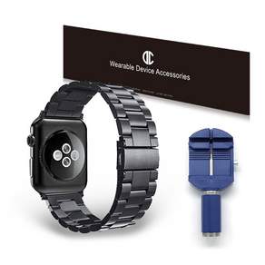 DC NET WORK Apple Watch 3/4/5/6/7/SE 42 44 45 49mm 金屬錶帶+調整工具組, 黑色（錶帶）、藍色（工具）, 單品