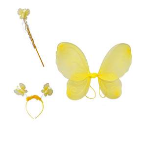 PARTYSHOW 派對用蝴蝶仙子裝扮組, 黃色的, 1套