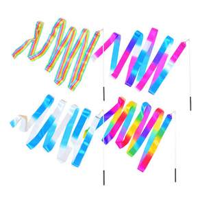 Nispo 藝術體操絲帶多色絲帶長度 4M, 黃色/粉色/白色
