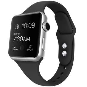 MOHARLAB Apple Watch 3/4/5/6/7/8/SE 矽膠錶帶+保護貼, 01黑色, 41mm