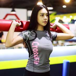 JoyHolly Crossfit 女式運動服短袖瑜伽服普拉提健身短袖 T恤大碼