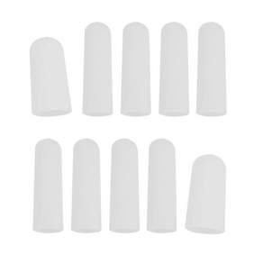 ZIO-BIZ 矽膠手指套10P/指庭矽膠套矽膠套防滑防水辦公套套拇指套指套手指套指環腳趾套防指紋指紋世紀, 白色的