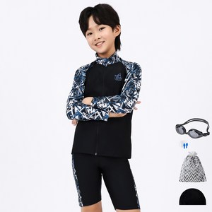 아쿠아티카 남아용 집업래쉬가드 일반용수경 5종 세트 AQA375