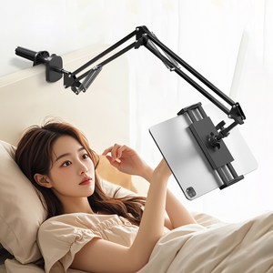 홈플래닛 접이식 스마트폰 태블릿 집게형 거치대, 블랙, 1개, KW-BD1020