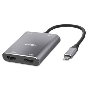 유니콘 USB Type C TO HDMI 듀얼 디스플레이 4IN1 컨버터, 1개