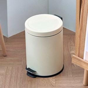 프랑코홈 셀렉트 무소음 원형 페달 휴지통 5L, 아이보리