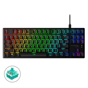 하이퍼엑스 Alloy Origins Core TKL 아쿠아축 영문키캡 유선 텐키리스 키보드, 블랙, HX-KB7AQX-US