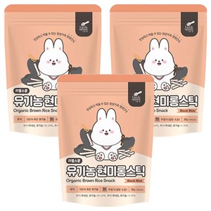 리틀스푼 유아용 유기농 현미롱스틱 쌀과자, 흑미맛, 30g, 3개