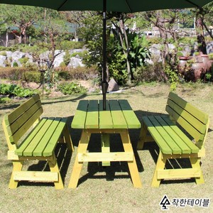 착한테이블 야외 테이블 방부 방수 야외테이블 의자 세트 상 정원 마당 탁자 파라솔 별매, 6~8인 등받이 연녹색