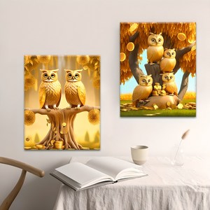 파센 2P 액자 보석십자수 캔버스형 DIY 키트 40 x 50 cm, FN128.골드 부엉이, 1세트