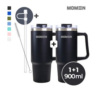 모멘 빅터텀블러 9.0 튼튼한 에코젠 뚜껑 대용량텀블러 트라이탄 빨대, 900ml, 리치블랙, 2개