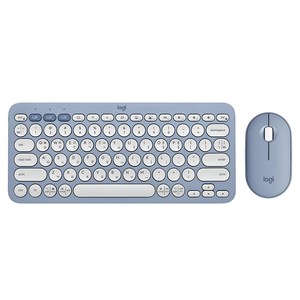 로지텍 PEBBLE 2 COMBO 키보드 마우스 세트, 세레니티 블루(LO100595), 세레니티 블루, 920-012263, 텐키리스