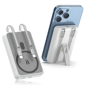 대용량 맥세이프 호환 보조배터리 20000mAh 대용량 무선충전 22.5W PD 고속충전 보조밧데리, 1개, White