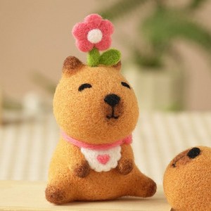 플리하비 카피바라양모펠트diy키트 니들펠트키트 카피바라키링키트 양모키트 카피바라인형, 1개, 플라워카피바라