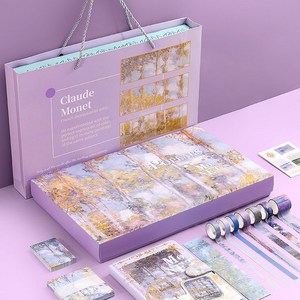 라인블루 일러스트 유화 다꾸다이어리세트(선물가방포함), 바이올렛
