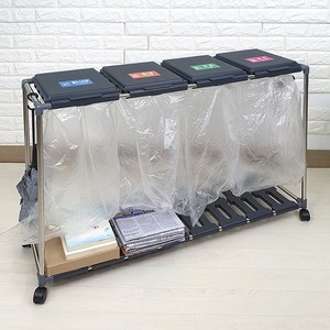 제이에스JS 분리수거함 블랙 그레이 비닐 50매 증정 2단 3단 4단, 2단 블랙, 1개
