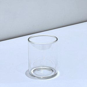 BLANC 일자 내열유리 컵 이중 바닥 와이드 홈카페 감성 클린 유리 잔 400ml, 4개, 투명