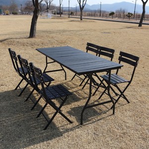 멜핑 야외 테이블 의자 세트 브로몰딩 테라스 정원 접이식 캠핑 카페, 세네모테이블+세네모의자6개