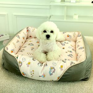 펫앤마마 강아지 고양이 사계절 카툰 방석, 그레이, 1개