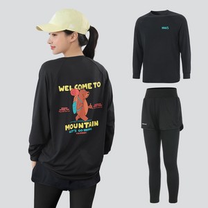 여자 루즈핏 긴팔 래쉬가드 상의 + 반바지 레깅스 하의 팬츠 세트 비치웨어 체형커버 자외선차단 휴양지 바캉스룩(11+159)