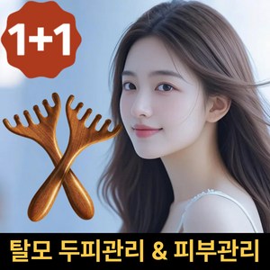 루미나골드핏 나무 괄사 두피 림프순환 마사지기 괄사빗, 브라운 AA, 3세트