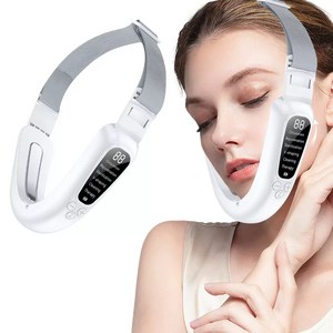 바이유 V라인 얼굴 마사지기 무선 진동 휴대용 얼굴 라인 관리 USB 충전식 안마기, 1개, 화이트