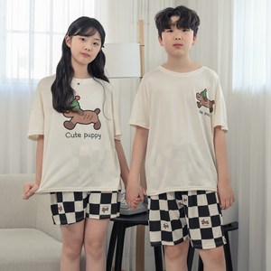 코코드림 럭키 큐티퍼피 청소년 중학생 주니어 남여공용 반팔 반바지 잠옷 세트