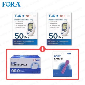 포라 혈당시험지 100매+알콜솜100매+채혈침100개+혈당파우치 측정지 검사지 스트립, 1개