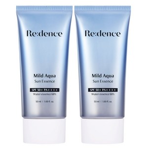 리덴스 마일드 아쿠아 선크림 SPF50+ PA++++ 민감성 피부 눈시림 끈적임 없는 선 에센스, 2개, 50ml