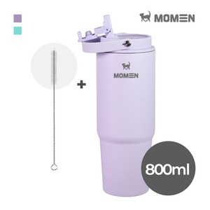 모멘 스트로우 텀블러 500ml 800ml 빨대텀블러 빨대내장형뚜껑 보온 보냉 이중진공, 퍼플, 1개