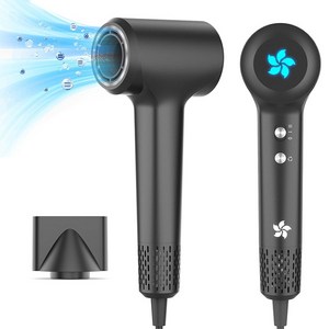 ZOZOFO 초고속 음이온 무엽 드라이어 가정용 드라이기 1500W 자기흡입노즐 BLDC 항공모터 고속 저소음드라이기 케어 헤어드라이기 미용실 전용, FK2-블랙