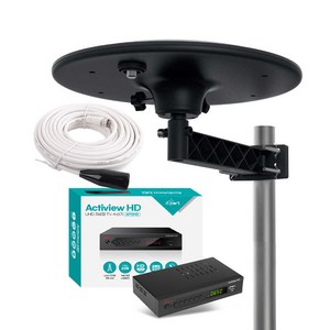 UHD 지상파 TV 안테나 셋톱박스 수신기세트 1.5~10M 케이블 포함 차량용 가정용 캠핑용 농막용, AP13HD02(원반형 블랙), 1개