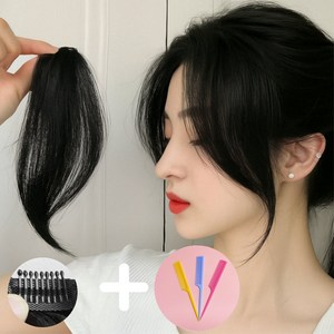 재이로이 옆머리 가발 사이드뱅 한쌍, 1개, 네츄럴 블랙